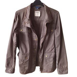 Vintage Tommy Hilfiger Army Green Cargo Snap Button Zip up Women’s Jacket Sz M*